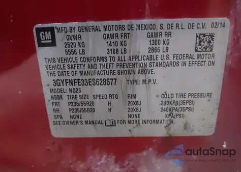 2014 Cadillac Srx Performance Collection from USA, damaged, VIN 3GYFNFE33ES628677